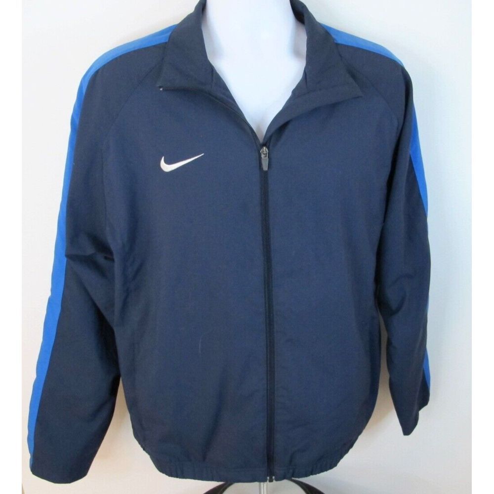 Men's Large‎ Nike Full Zip Blue Color Block Embroidered Logo Jacket